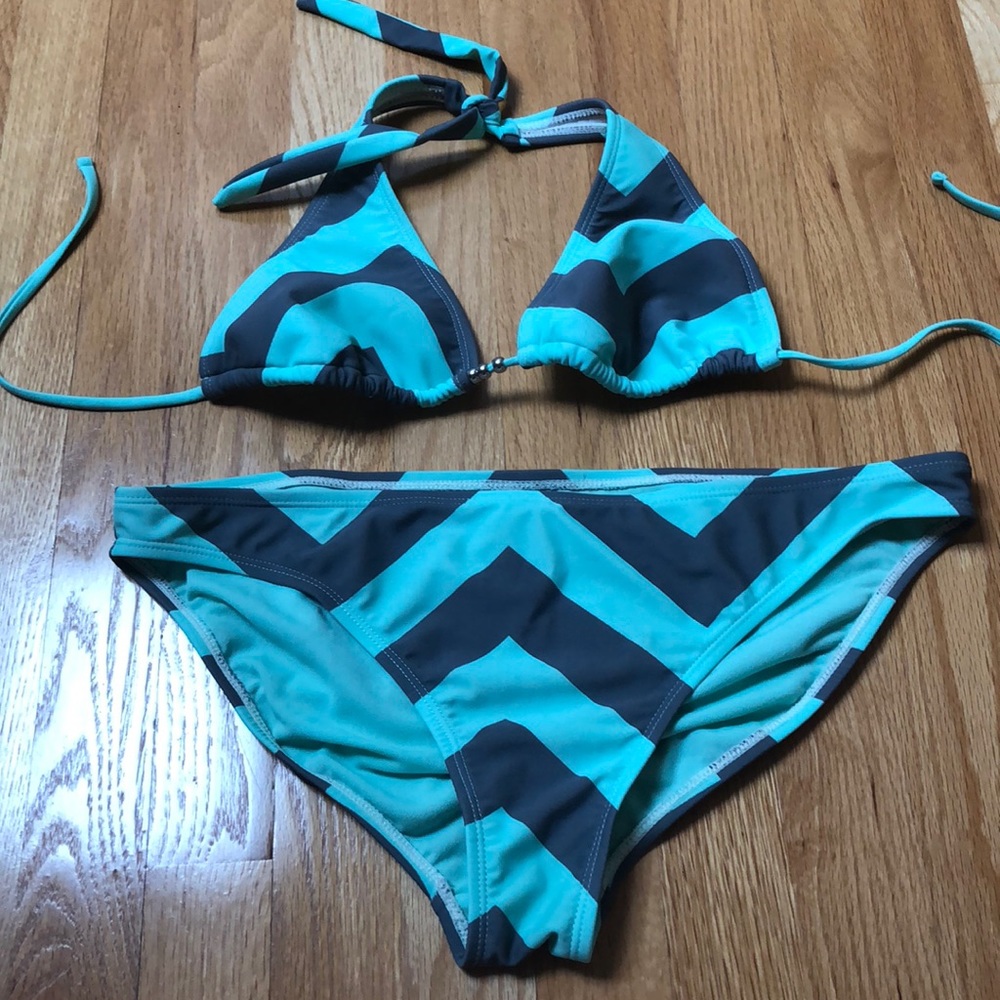Sea foam green and gray bikini full coverage